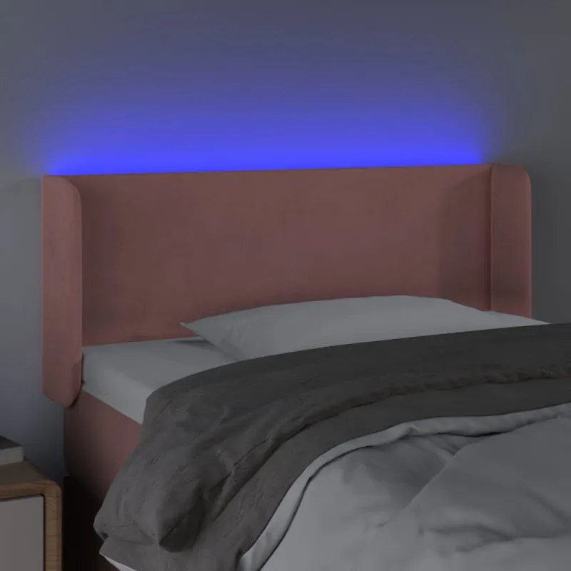 Galvūgalis su LED, rožinės spalvos, 83x16x78/88cm, aksomas
