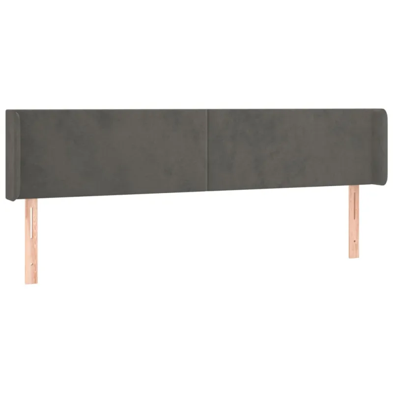Galvūgalis su LED, tamsiai pilkas, 163x16x78/88cm, aksomas