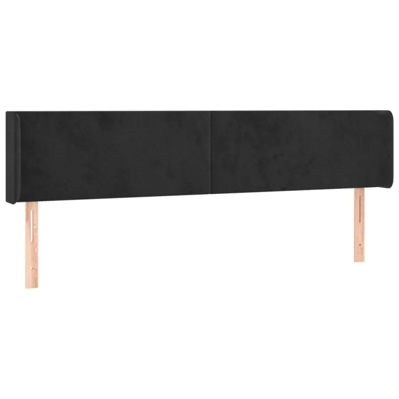 Galvūgalis su LED, juodos spalvos, 163x16x78/88cm, aksomas