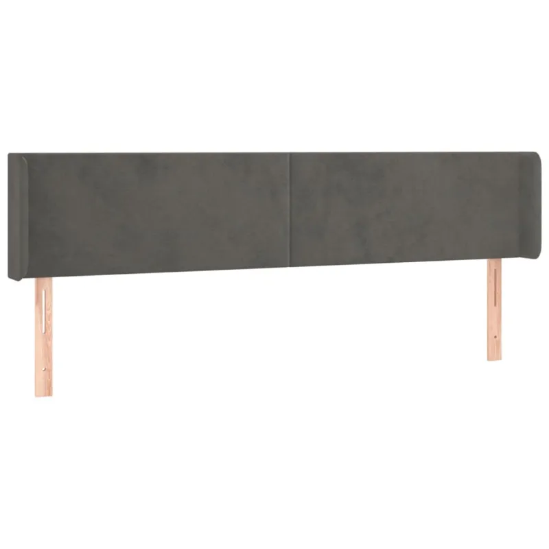Galvūgalis su LED, tamsiai pilkas, 203x16x78/88cm, aksomas
