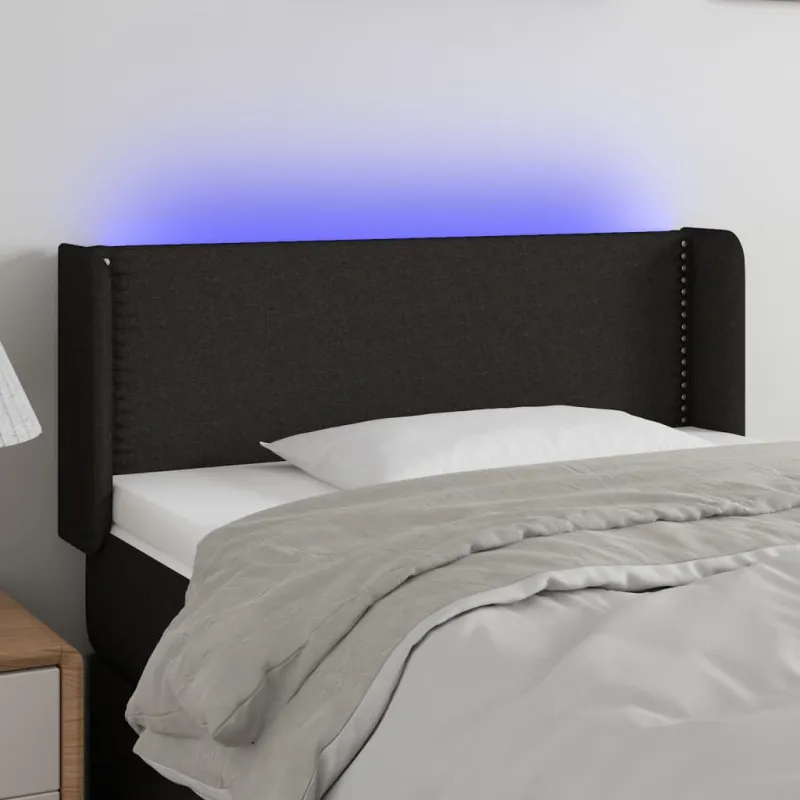 Galvūgalis su LED, juodos spalvos, 83x16x78/88cm, audinys