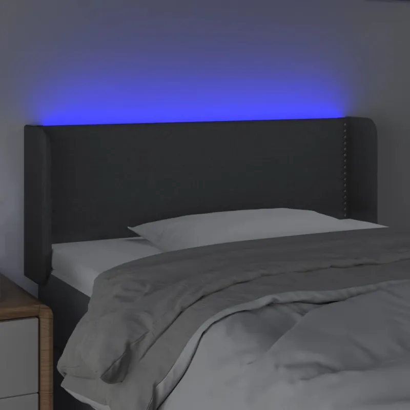 Galvūgalis su LED, tamsiai pilkas, 93x16x78/88cm, audinys