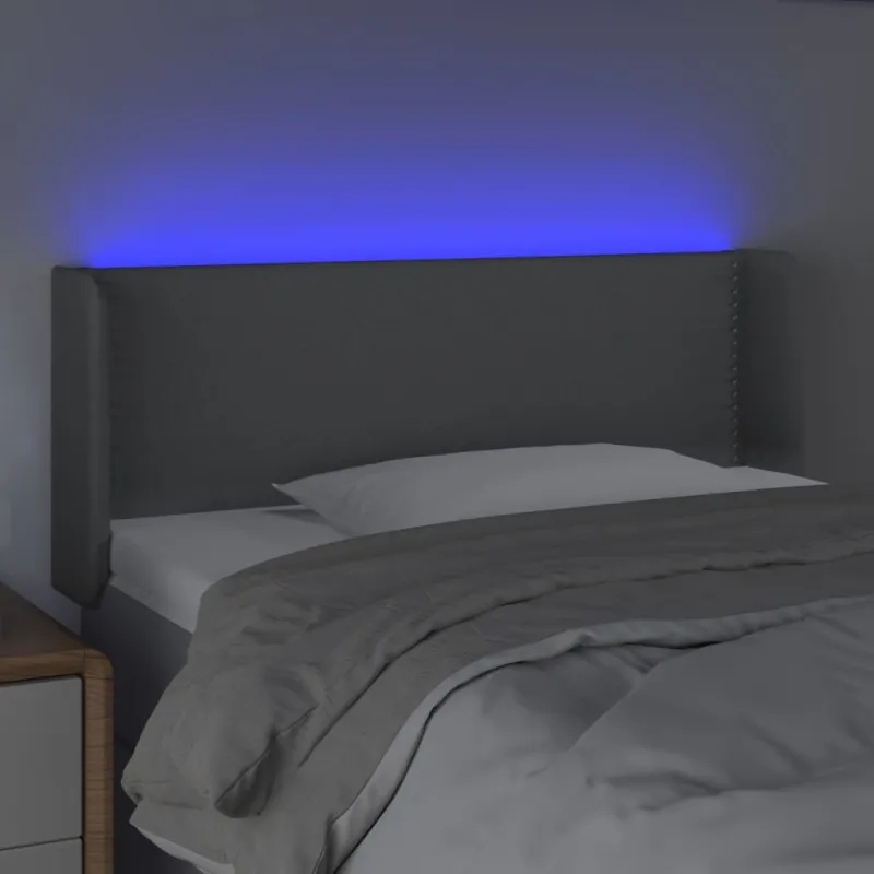 Galvūgalis su LED, šviesiai pilkas, 103x16x78/88cm, audinys