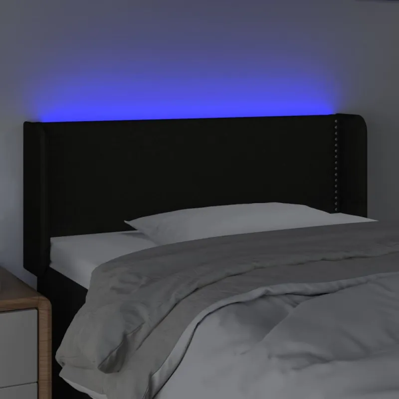 Galvūgalis su LED, juodos spalvos, 103x16x78/88cm, audinys