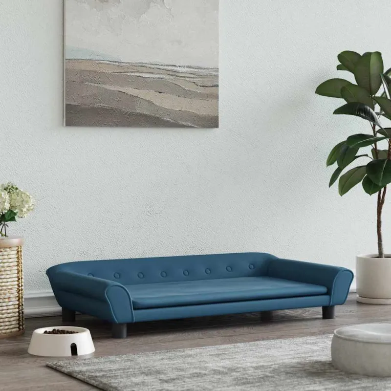Lova šunims, mėlynos spalvos, 100x50x21cm, aksomas