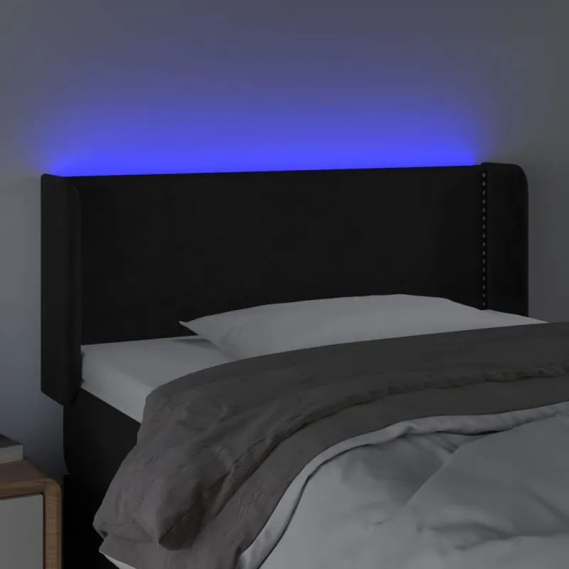 Galvūgalis su LED, juodos spalvos, 103x16x78/88cm, aksomas