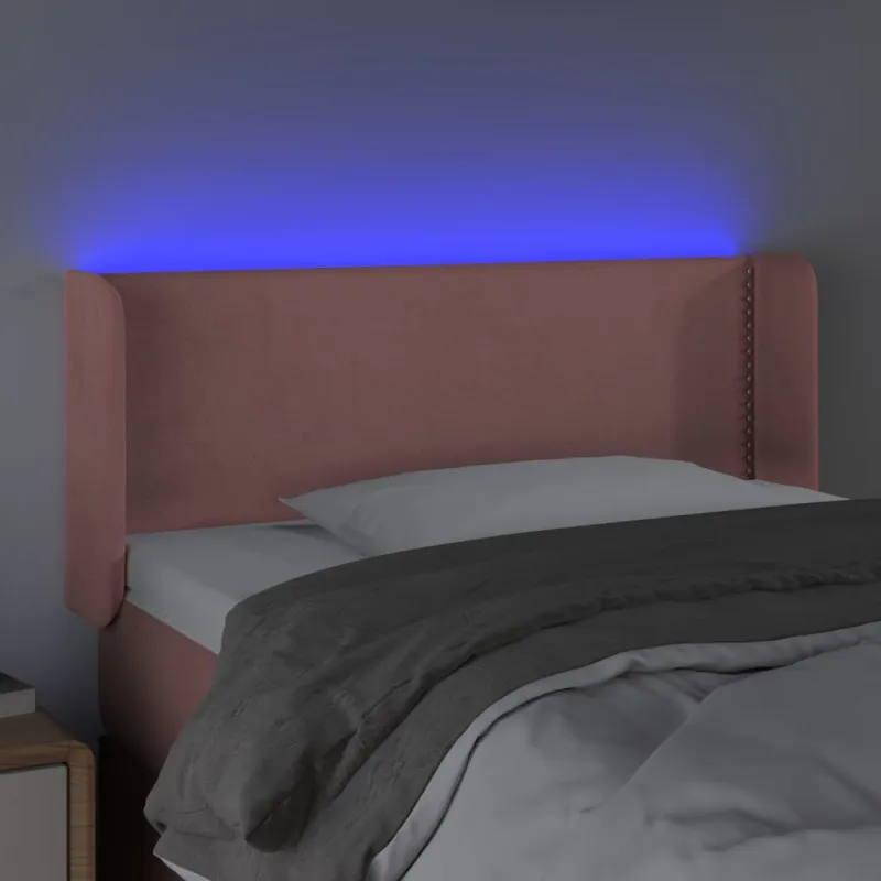 Galvūgalis su LED, rožinės spalvos, 103x16x78/88cm, aksomas