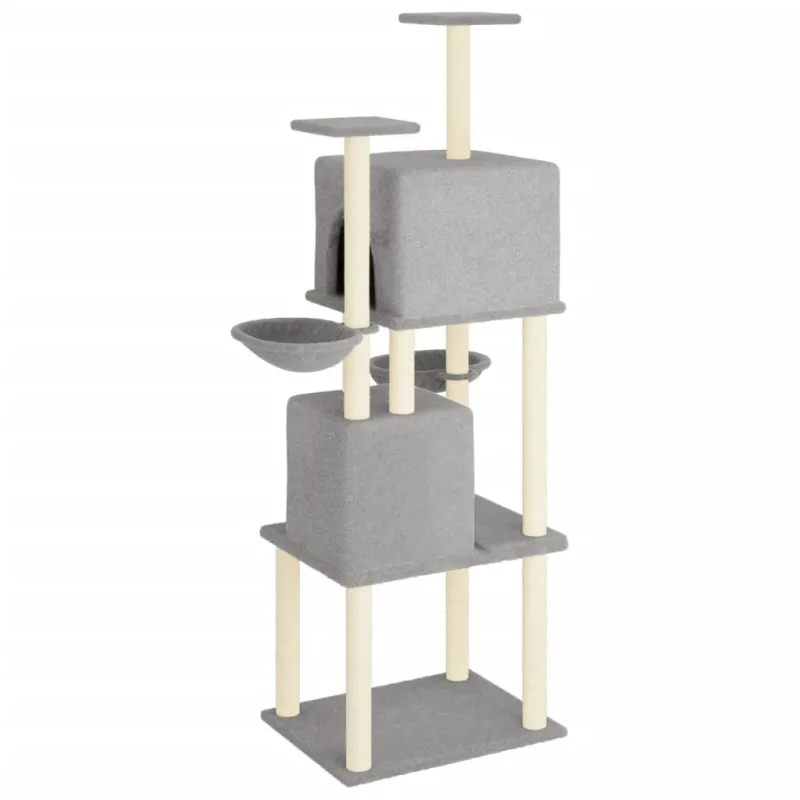 Draskyklė katėms su stovais iš sizalio, šviesiai pilka, 180cm