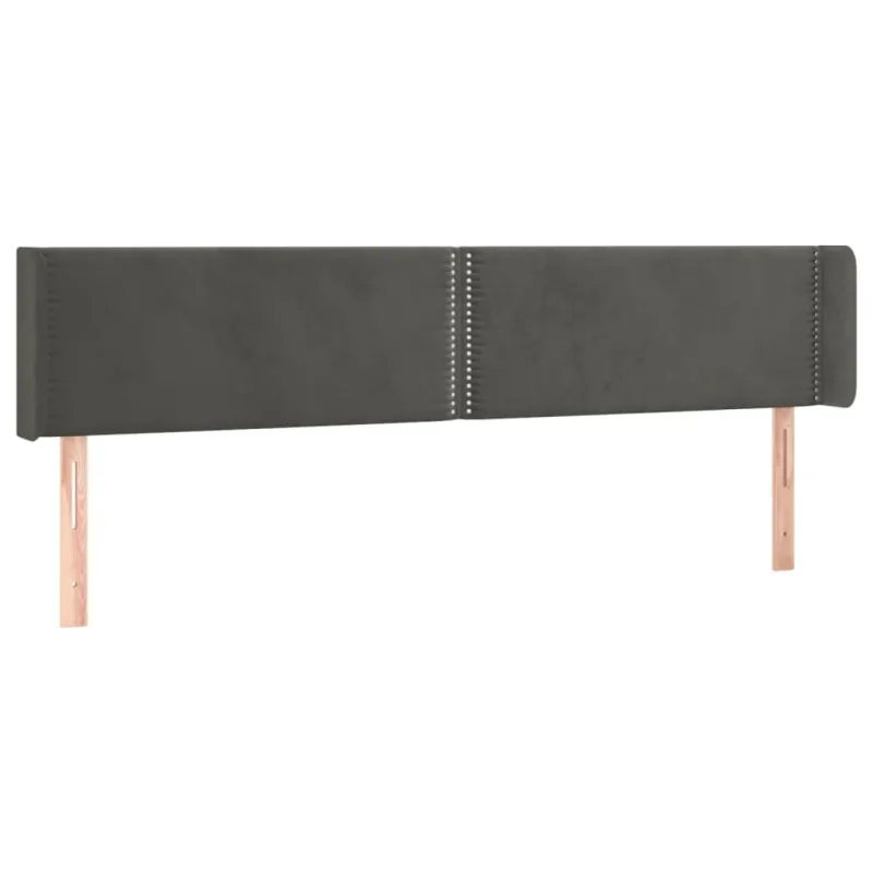 Galvūgalis su LED, tamsiai pilkas, 163x16x78/88cm, aksomas