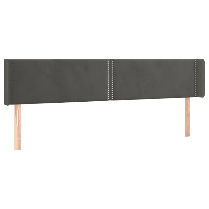 Galvūgalis su LED, tamsiai pilkas, 183x16x78/88cm, aksomas