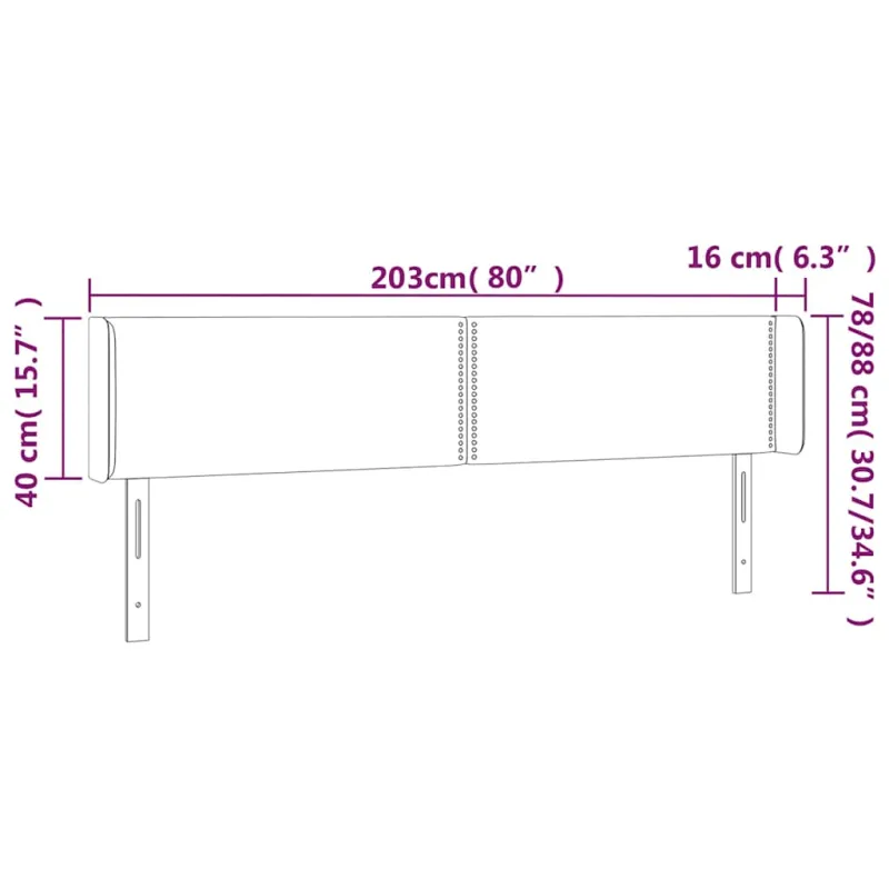 Galvūgalis su LED, tamsiai žalias, 203x16x78/88cm, aksomas