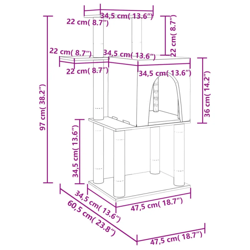 Draskyklė katėms su stovais iš sizalio, kreminės spalvos, 97cm