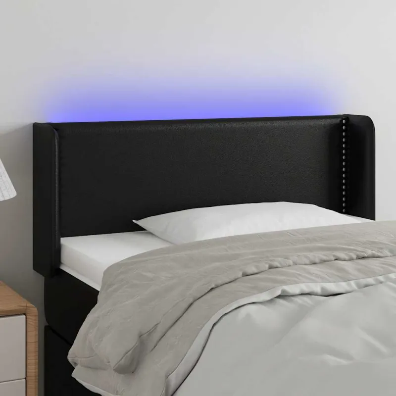 Galvūgalis su LED, juodos spalvos, 93x16x78/88cm, dirbtinė oda