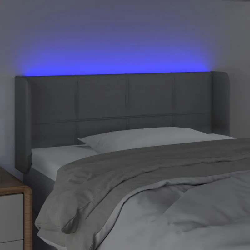 Galvūgalis su LED, šviesiai pilkas, 103x16x78/88cm, audinys