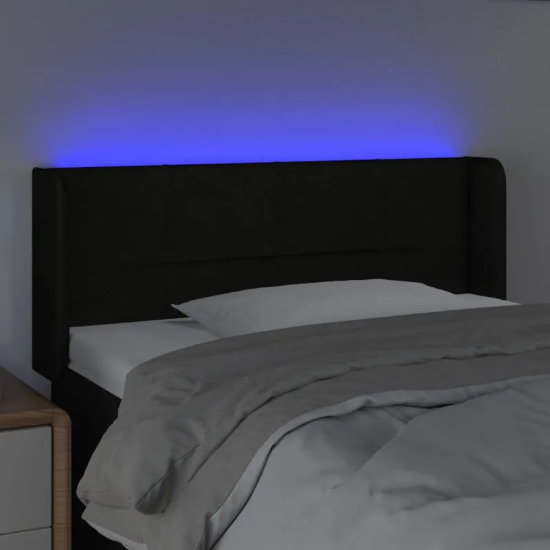 Galvūgalis su LED, juodos spalvos, 103x16x78/88cm, audinys