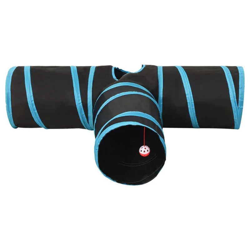 Tunelis katėms, 3 krypčių, juodas ir mėlynas, 90cm, poliesteris