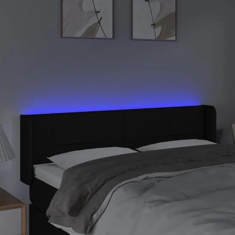 Galvūgalis su LED, juodos spalvos, 147x16x78/88cm, audinys