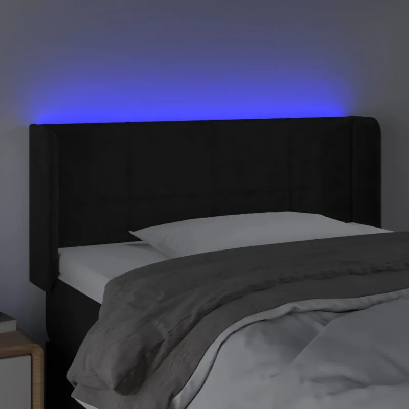 Galvūgalis su LED, juodos spalvos, 83x16x78/88cm, aksomas