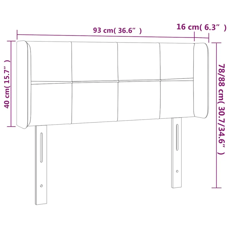 Galvūgalis su LED, tamsiai žalias, 93x16x78/88cm, aksomas