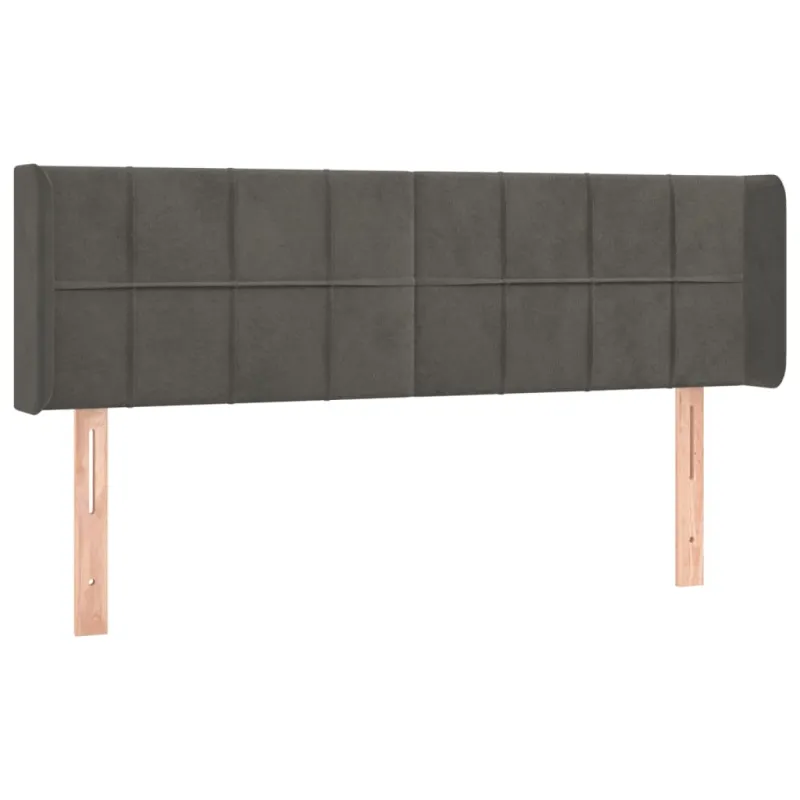 Galvūgalis su LED, tamsiai pilkas, 147x16x78/88cm, aksomas