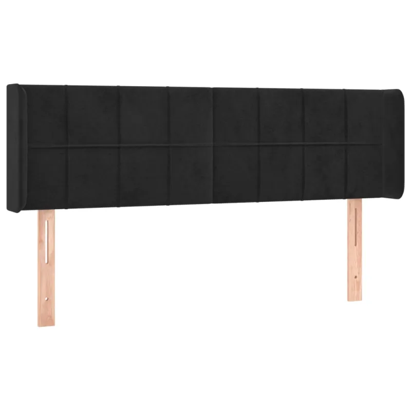 Galvūgalis su LED, juodos spalvos, 147x16x78/88cm, aksomas