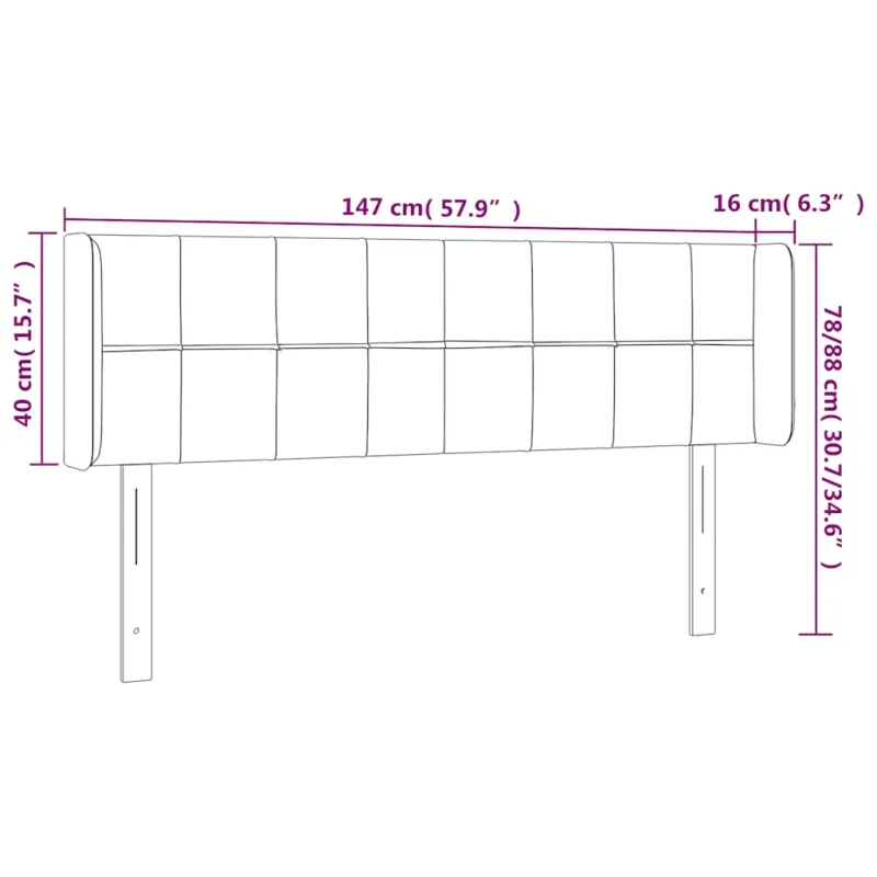 Galvūgalis su LED, tamsiai mėlynas, 147x16x78/88cm, aksomas