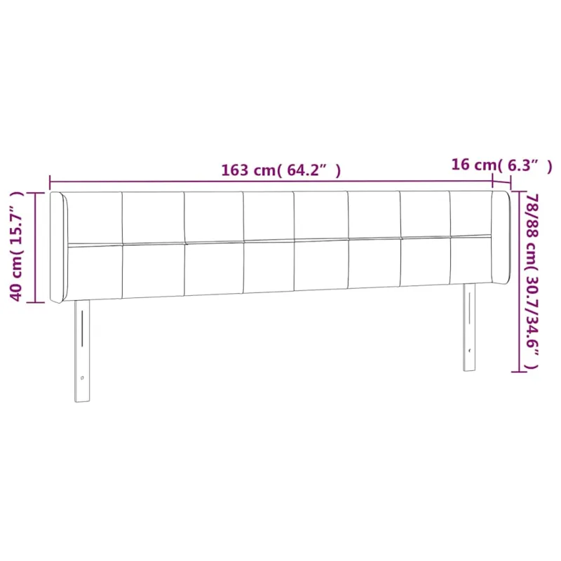 Galvūgalis su LED, tamsiai žalias, 163x16x78/88cm, aksomas
