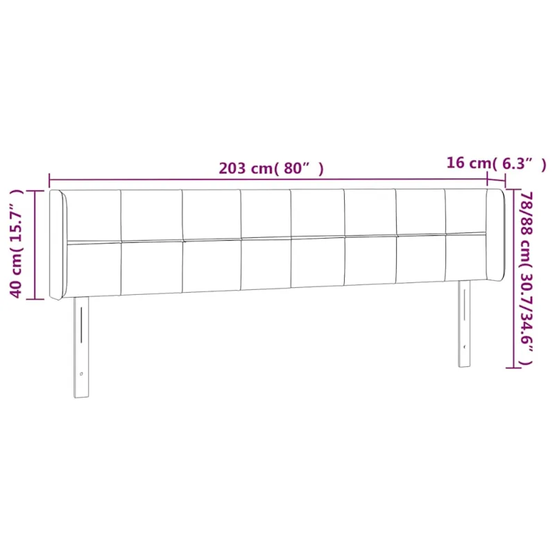Galvūgalis su LED, tamsiai žalias, 203x16x78/88cm, aksomas