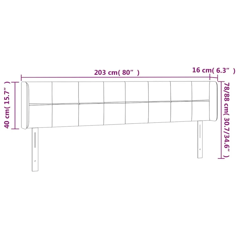Galvūgalis su LED, tamsiai mėlynas, 203x16x78/88cm, aksomas