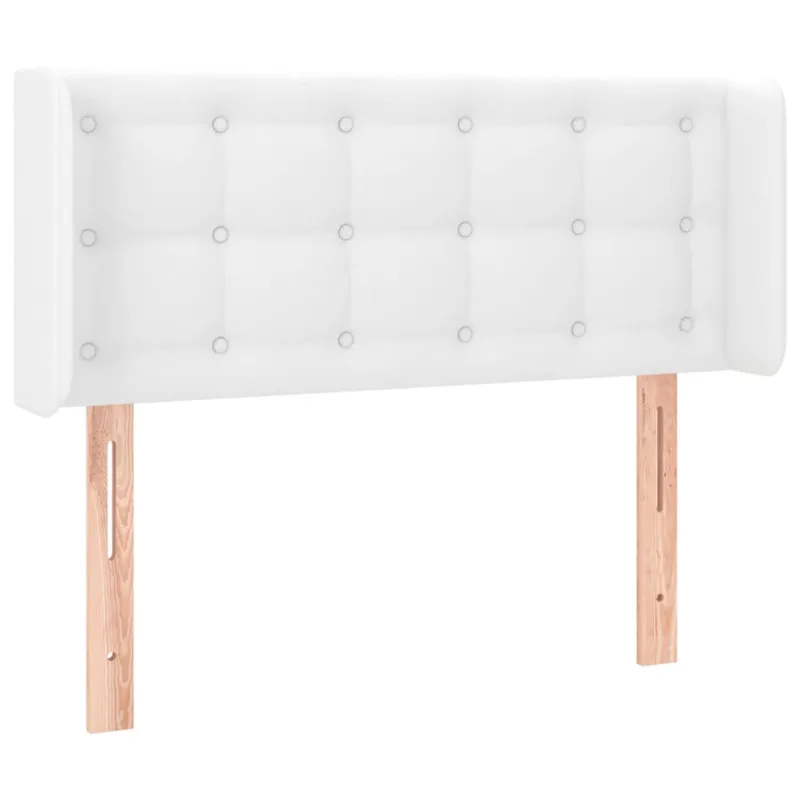 Galvūgalis su LED, baltos spalvos, 83x16x78/88cm, dirbtinė oda
