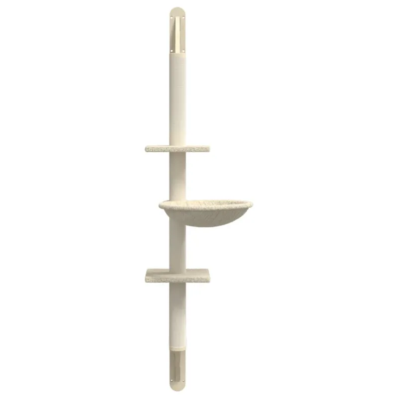Draskyklė katėms su draskymo stovu, kreminė, 142,5cm
