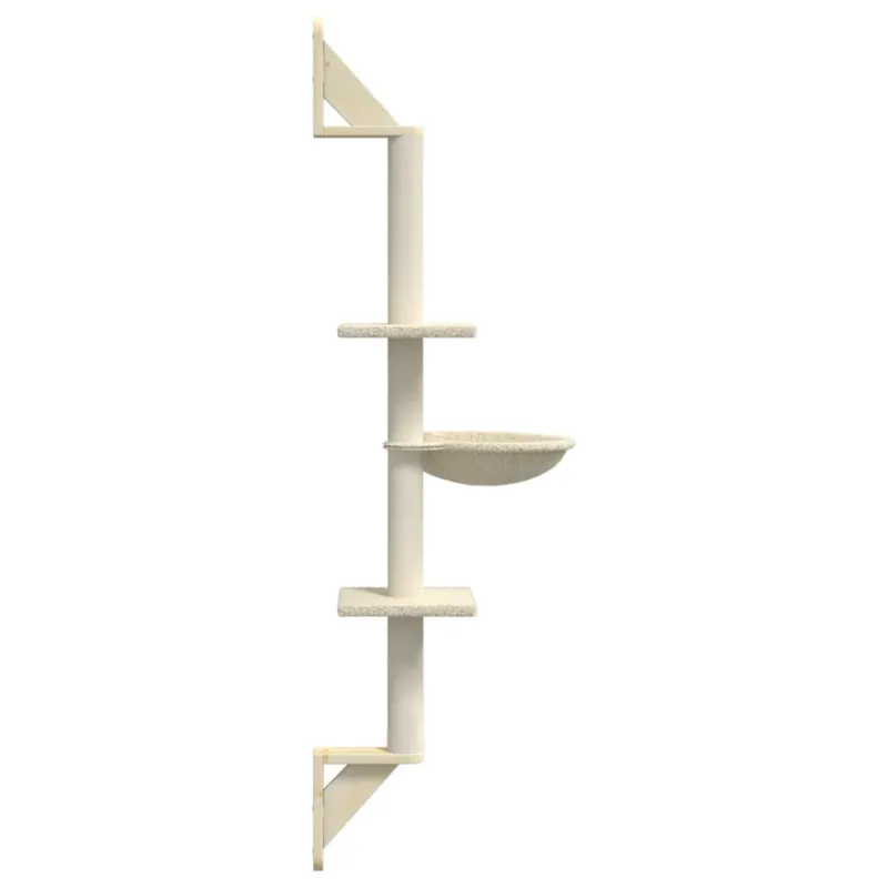 Draskyklė katėms su draskymo stovu, kreminė, 142,5cm