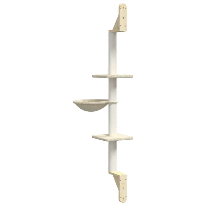 Draskyklė katėms su draskymo stovu, kreminė, 142,5cm