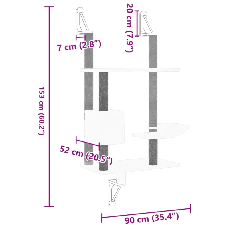 Draskyklė katėms su draskymo stovu, kreminė, 153cm