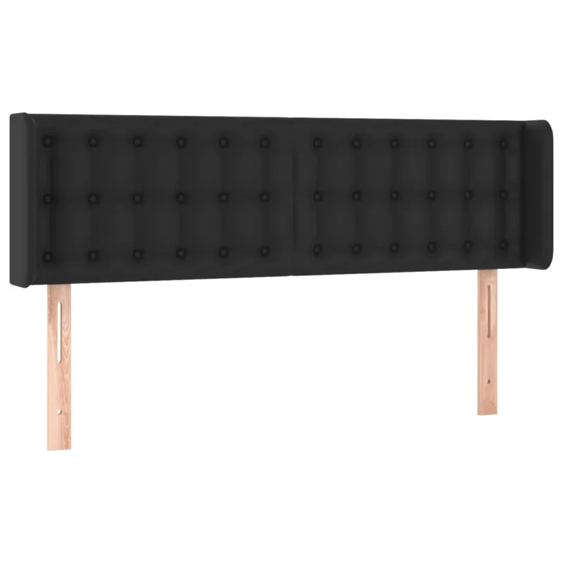 Galvūgalis su LED, juodos spalvos, 147x16x78/88cm, dirbtinė oda