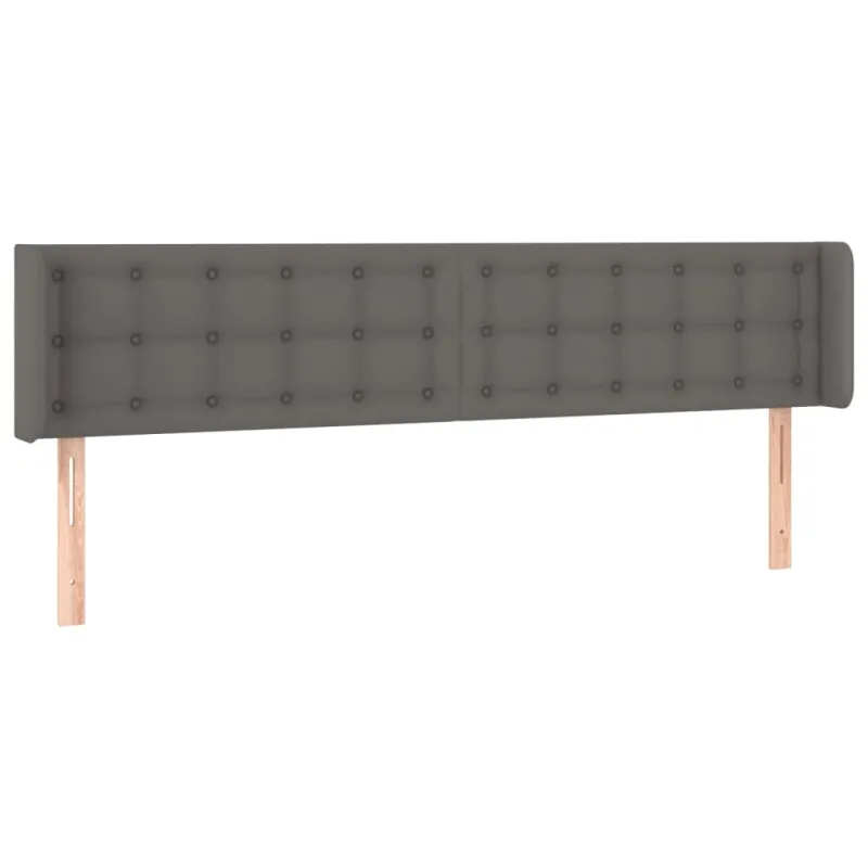 Galvūgalis su LED, pilkos spalvos, 183x16x78/88cm, dirbtinė oda