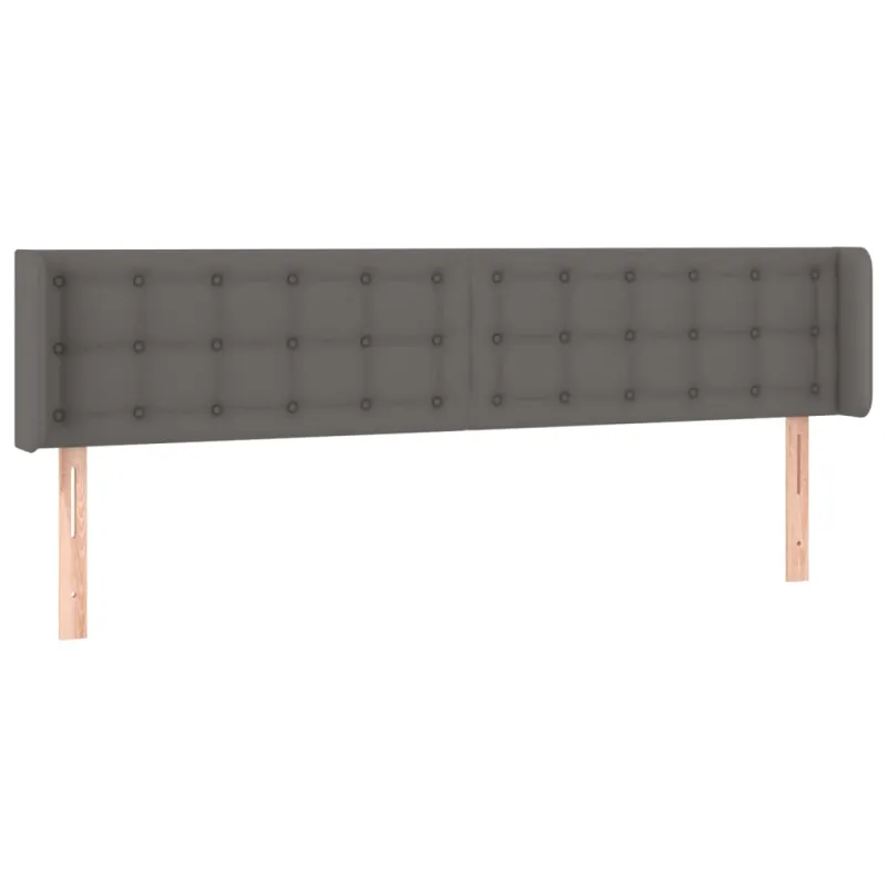 Galvūgalis su LED, pilkos spalvos, 203x16x78/88cm, dirbtinė oda