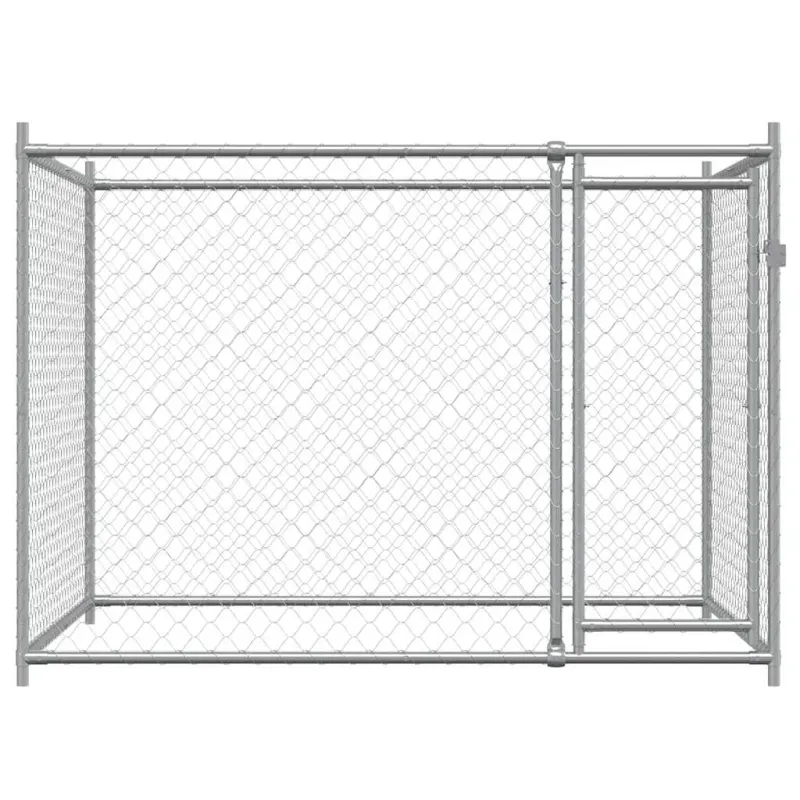 Narvas šunims su durimis, pilkas, 2x2x1,5m, plienas
