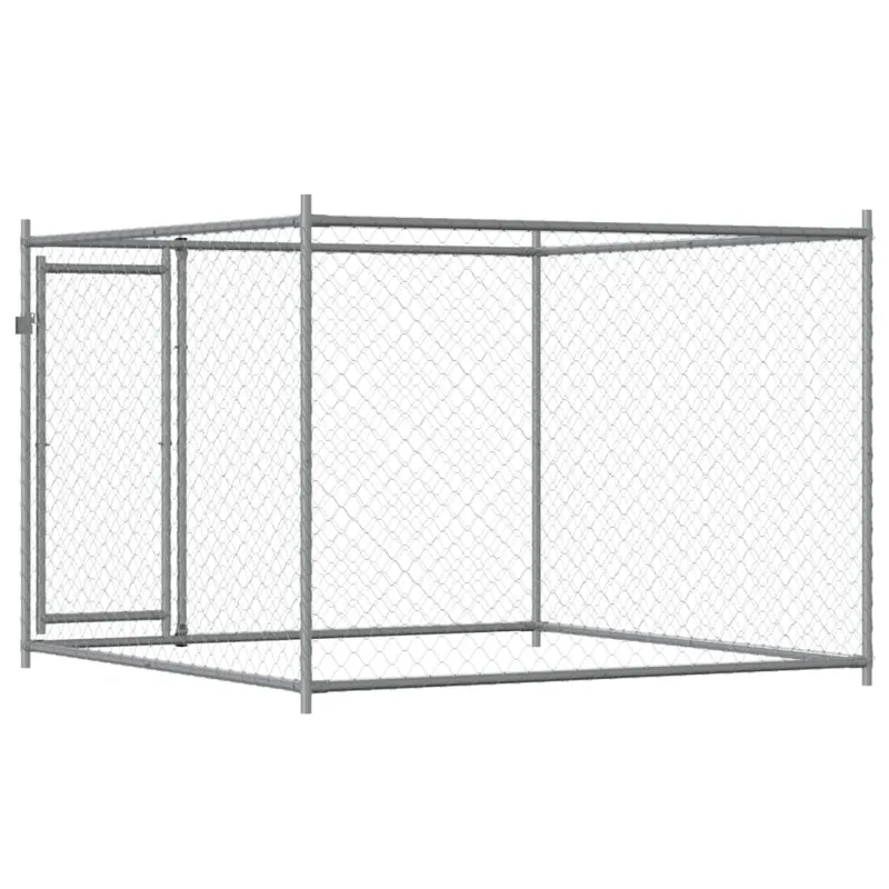 Narvas šunims su durimis, pilkas, 2x2x1,5m, plienas
