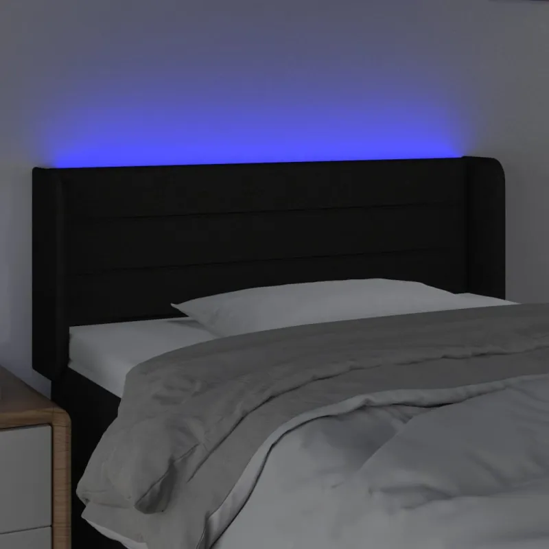 Galvūgalis su LED, juodos spalvos, 83x16x78/88cm, audinys