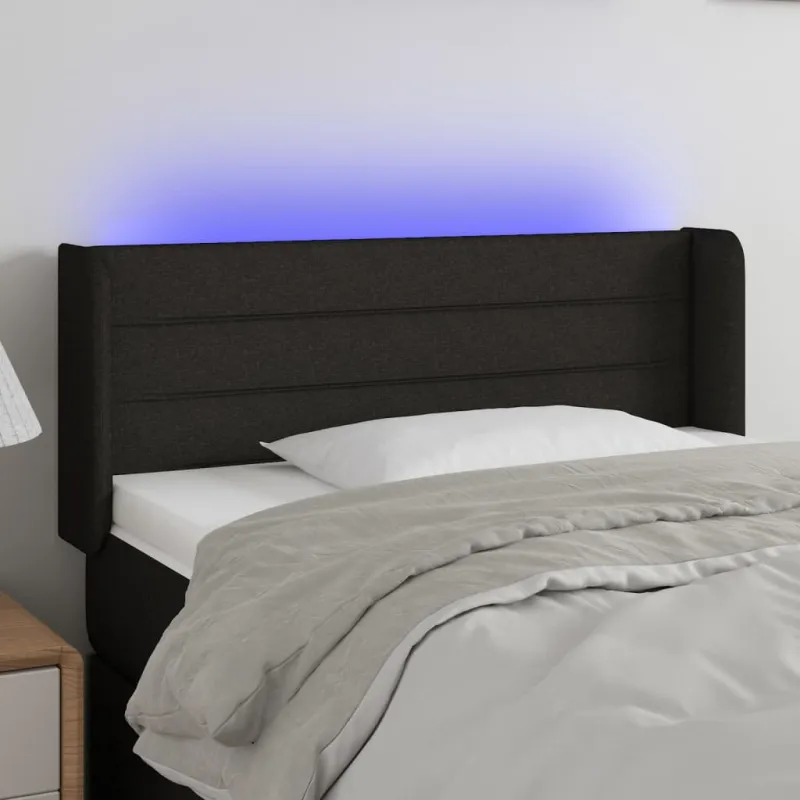 Galvūgalis su LED, juodos spalvos, 103x16x78/88cm, audinys