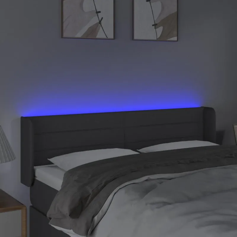 Galvūgalis su LED, tamsiai pilkas, 147x16x78/88cm, audinys