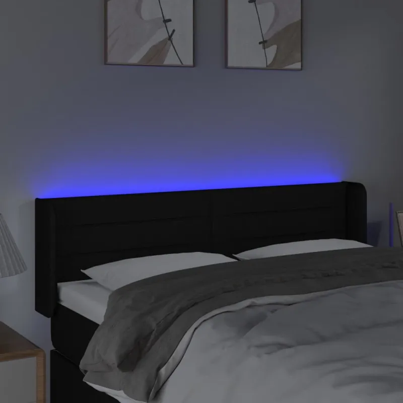 Galvūgalis su LED, juodos spalvos, 147x16x78/88cm, audinys