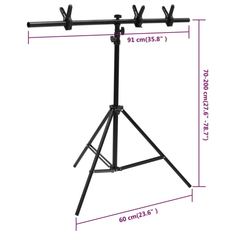 Stovas fonui, juodos spalvos, 91x60x(70–200)cm, T formos