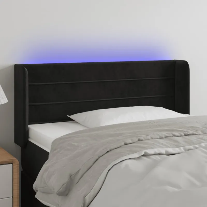 Galvūgalis su LED, juodos spalvos, 83x16x78/88cm, aksomas