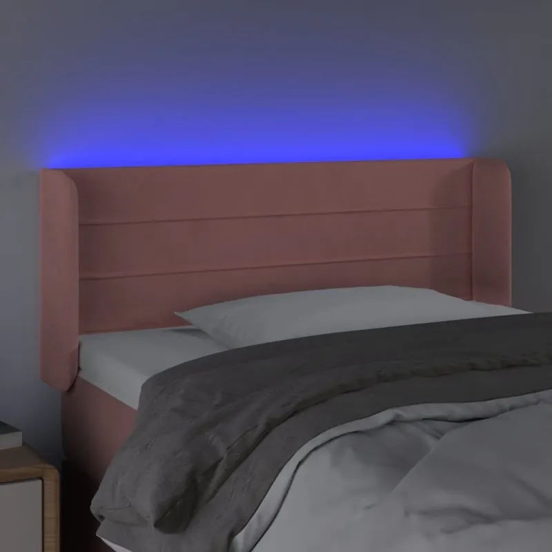 Galvūgalis su LED, rožinės spalvos, 93x16x78/88cm, aksomas