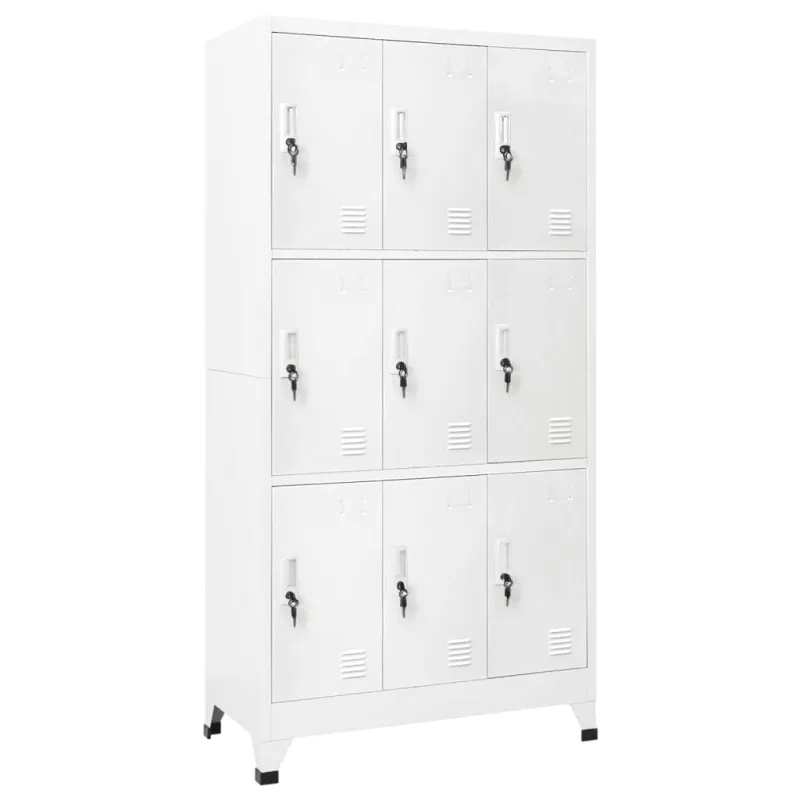 Persirengimo spintelė, 9 skyrių, plieninė, 90x45x180 cm, pilka