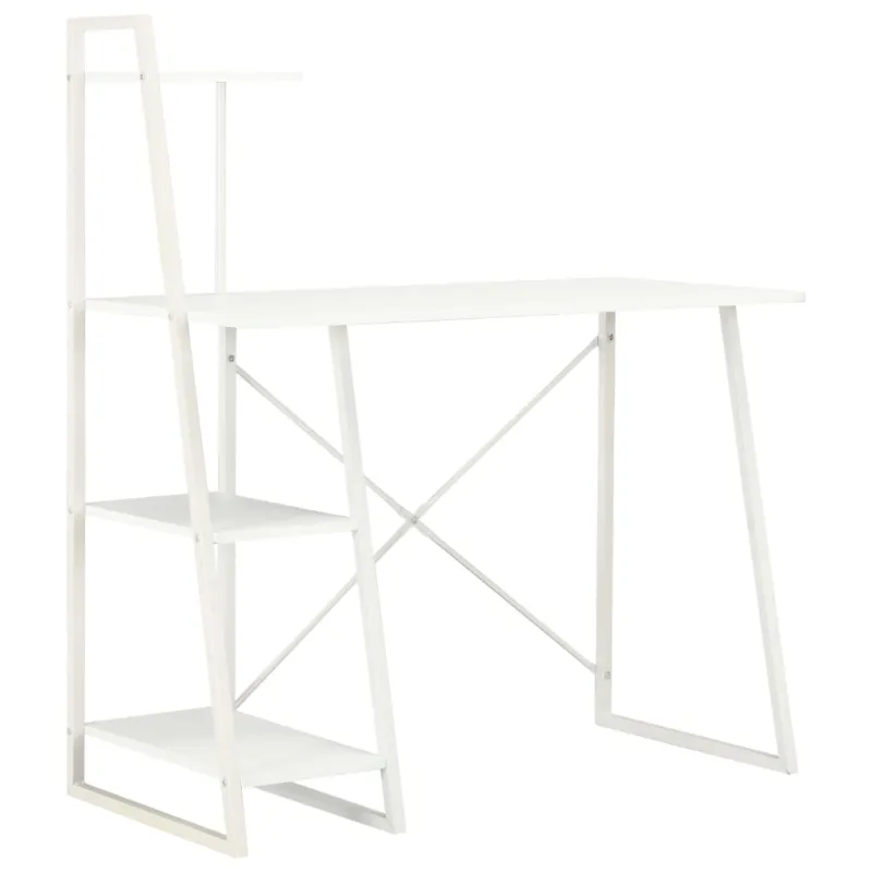 Stalas su lentyna, baltos spalvos, 102x50x117cm
