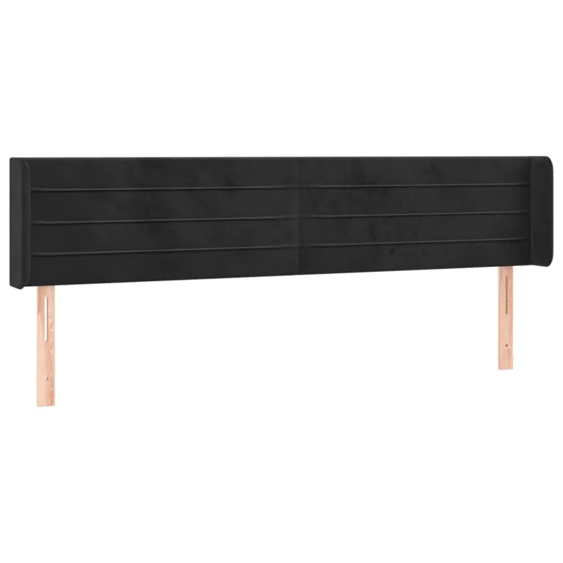 Galvūgalis su LED, juodos spalvos, 203x16x78/88cm, aksomas