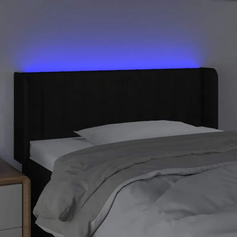 Galvūgalis su LED, juodos spalvos, 93x16x78/88cm, audinys